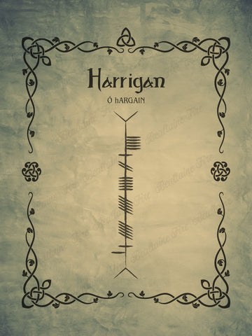 Harrigan in Ogham premium luster unframed print