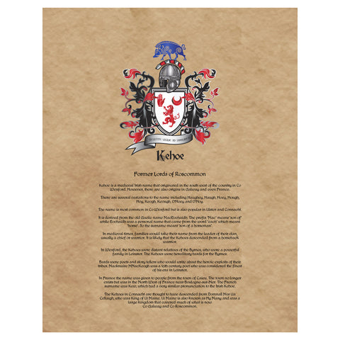 Kehoe Coat of Arms Premium Luster Unframed Print