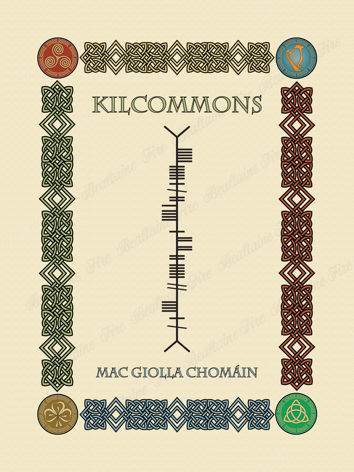 Kilcommons in Old Irish and Ogham - Premium luster unframed print