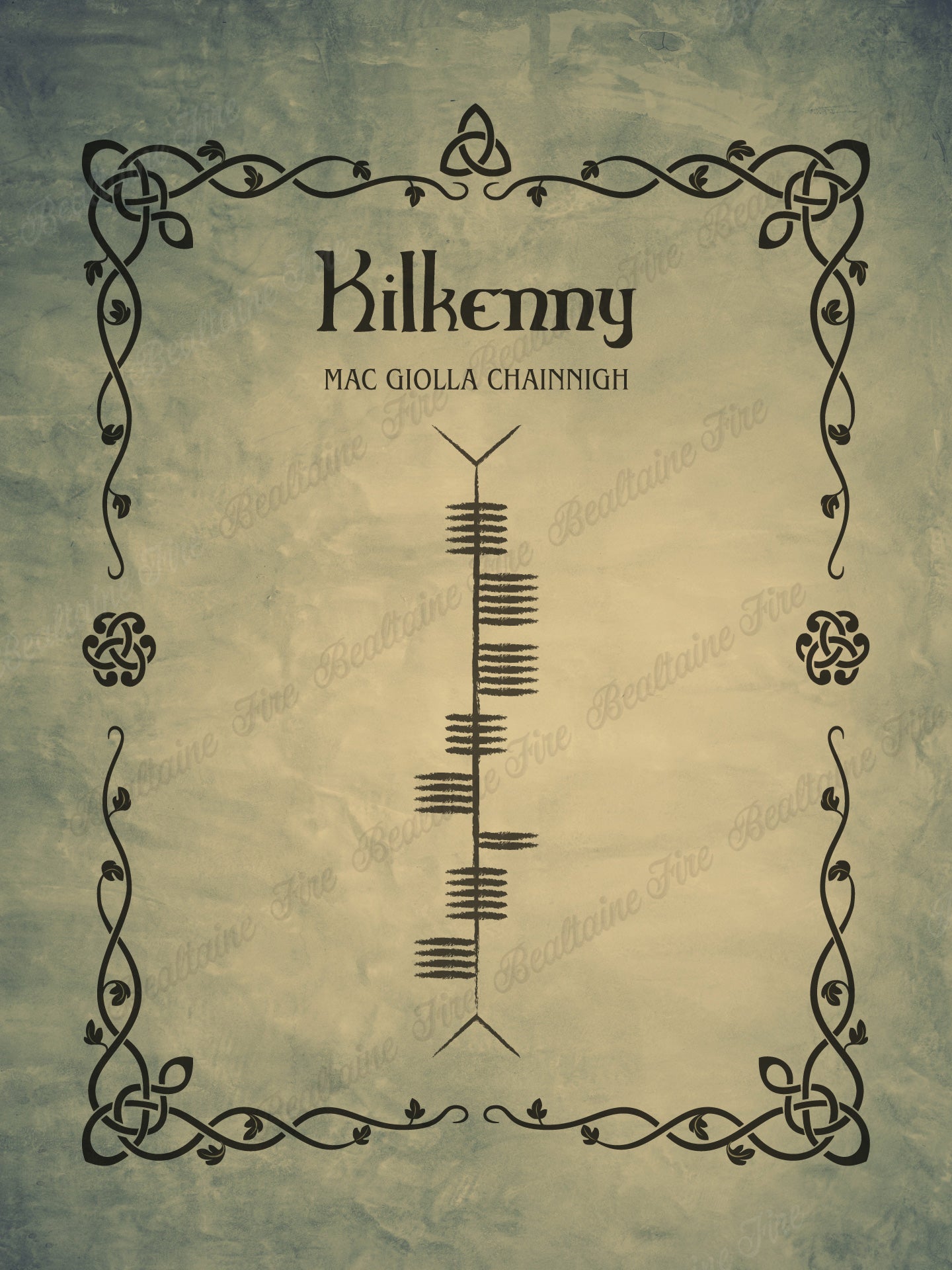 Kilkenny in Ogham premium luster unframed print