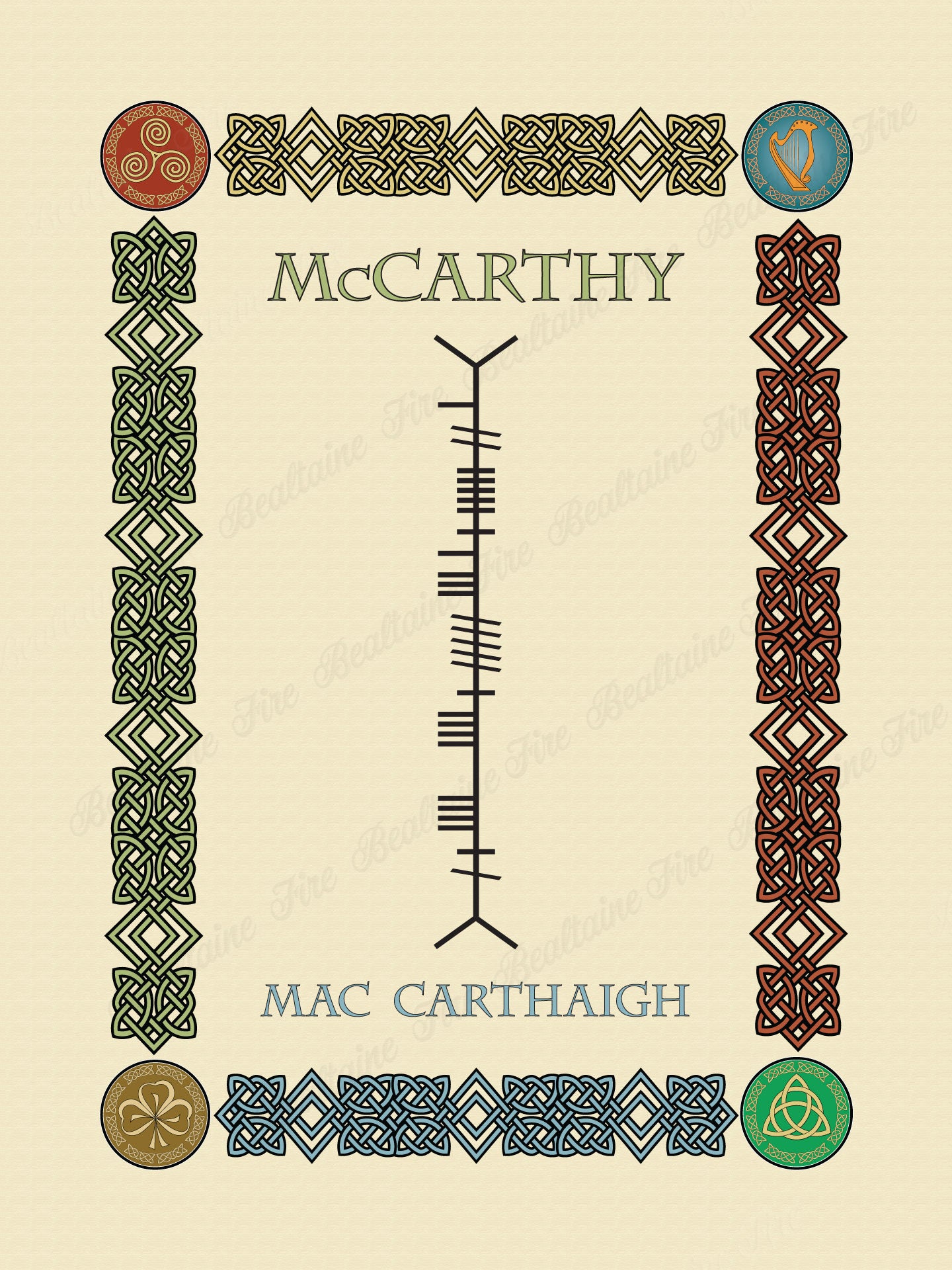 McCarthy in Old Irish and Ogham - Premium luster unframed print
