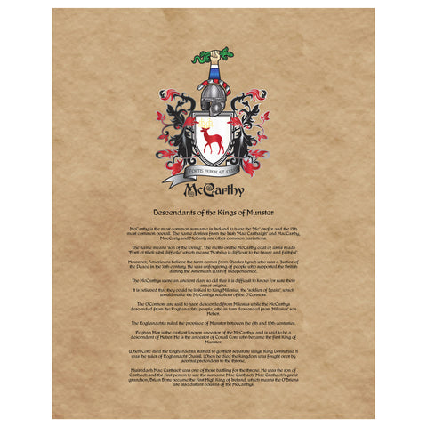 McCarthy Coat of Arms on Canvas