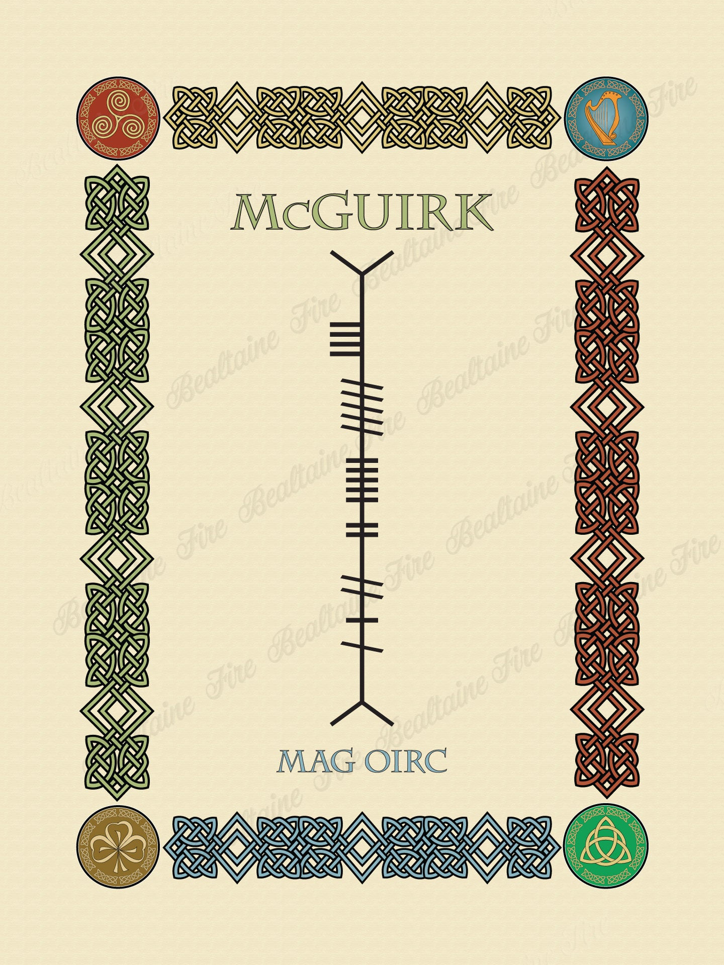 McGuirk in Old Irish and Ogham - Premium luster unframed print