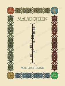 McLaughlin (Co Donegal Clan) in Old Irish and Ogham - Premium luster unframed print