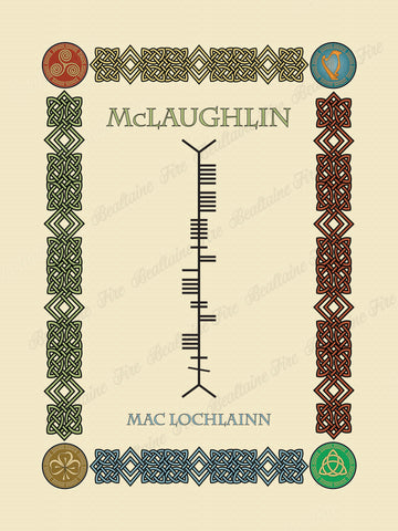 McLaughlin (Co Donegal Clan) in Old Irish and Ogham - Premium luster unframed print