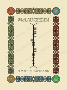 McLaughlin (Co Meath Clan) in Old Irish and Ogham - Premium luster unframed print