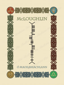 McLoughlin (Co Meath Clan) in Old Irish and Ogham - Premium luster unframed print