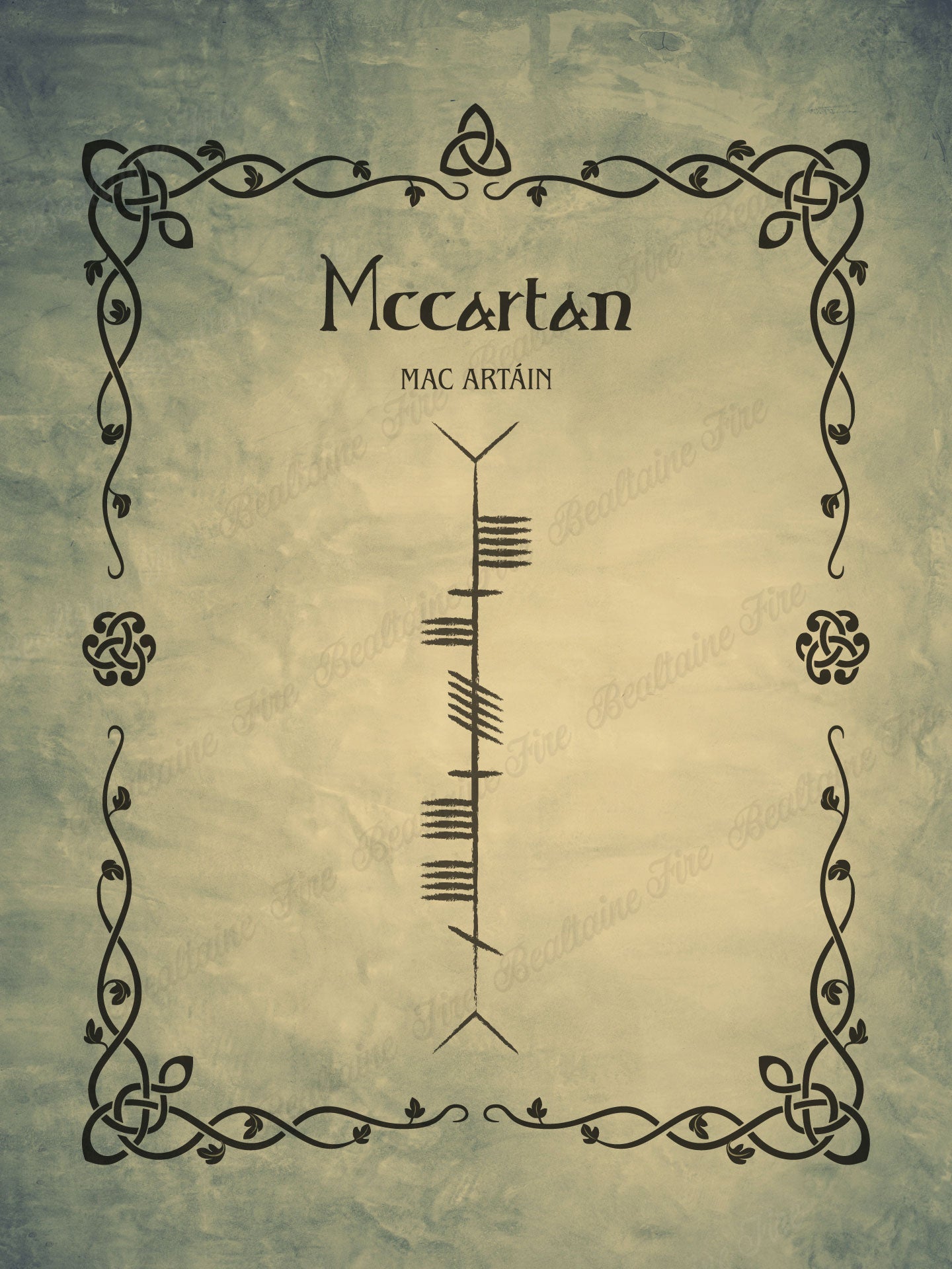 Mccartan in Ogham premium luster unframed print