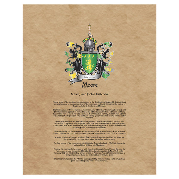 Moore Coat of Arms on Canvas