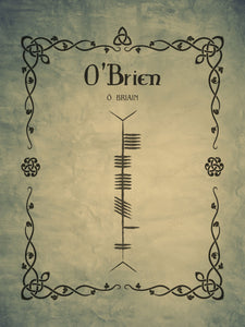 O'Brien in Ogham premium luster unframed print