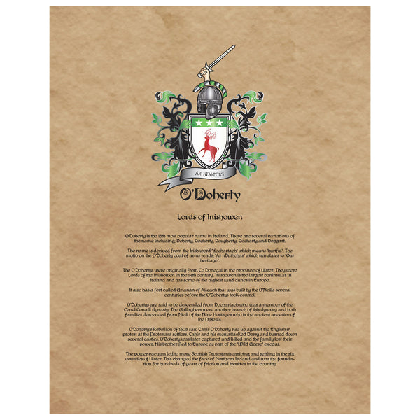 O'Doherty Coat of Arms on Canvas