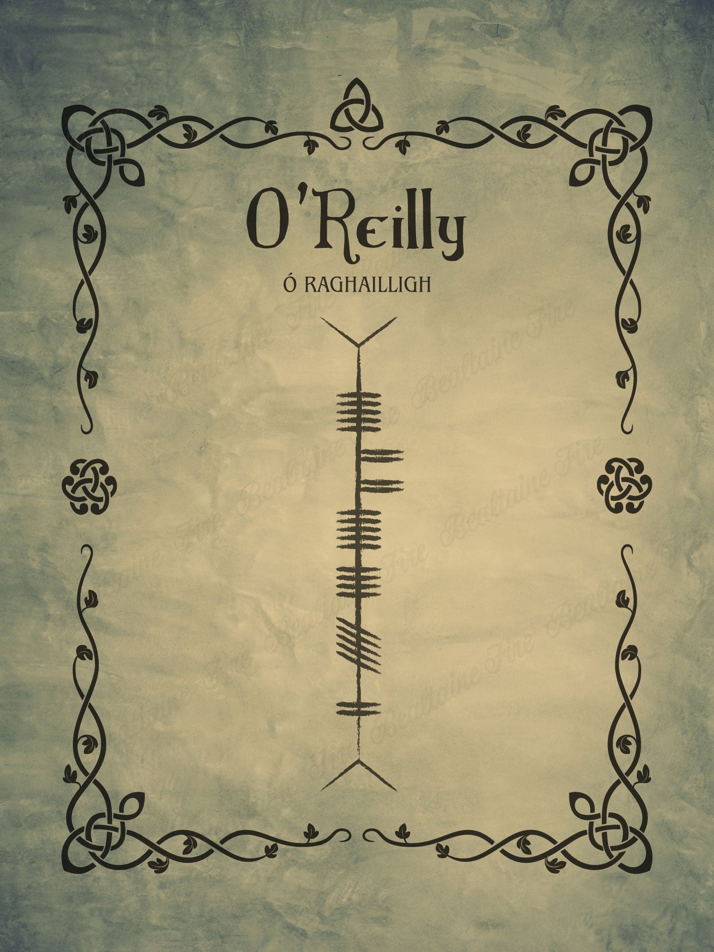 O'Reilly in Ogham premium luster unframed print