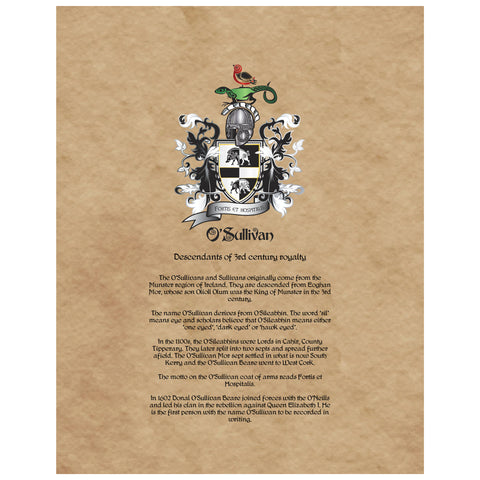 O'Sullivan (Beare) Coat of Arms Premium Luster Unframed Print