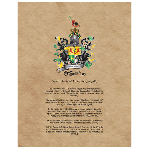 O'Sullivan (Mor) Coat of Arms Premium Luster Unframed Print