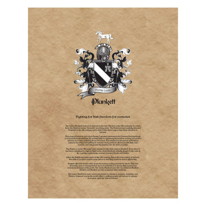 Plunkett Coat of Arms Premium Luster Unframed Print
