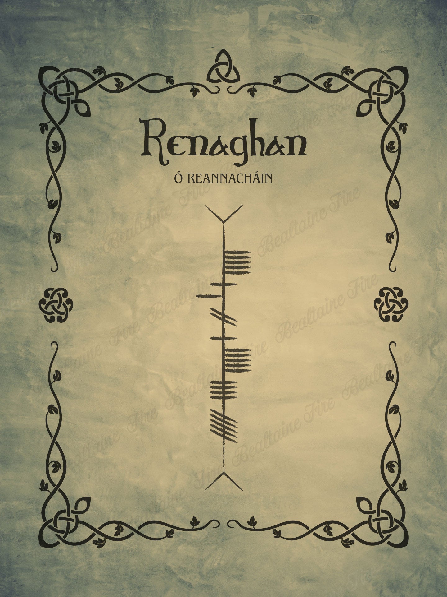 Renaghan in Ogham premium luster unframed print