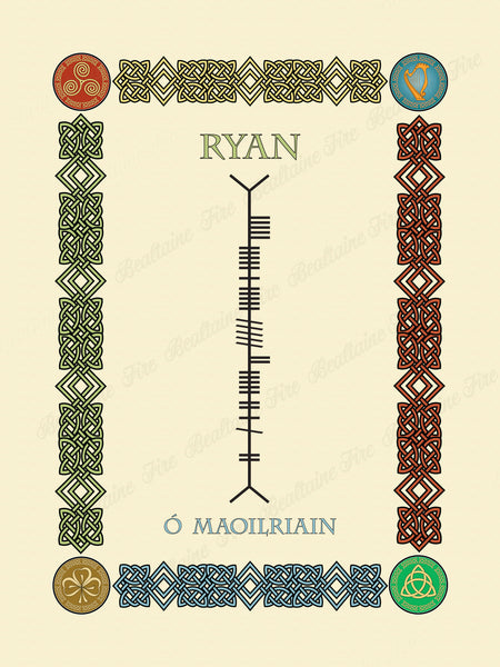 Ryan in Old Irish and Ogham - Premium luster unframed print