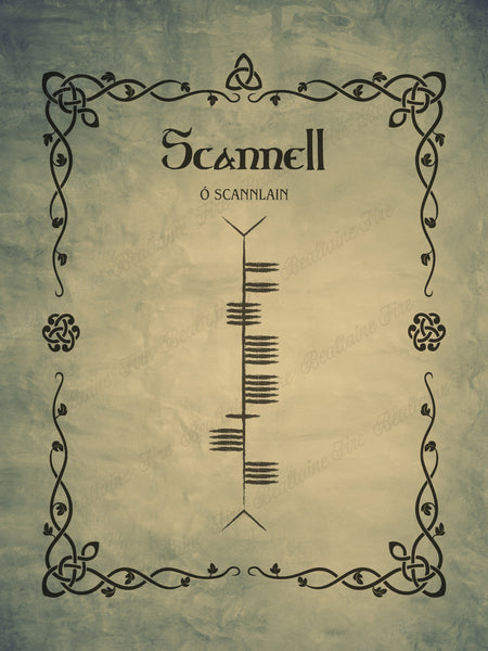 Scannell in Ogham premium luster unframed print