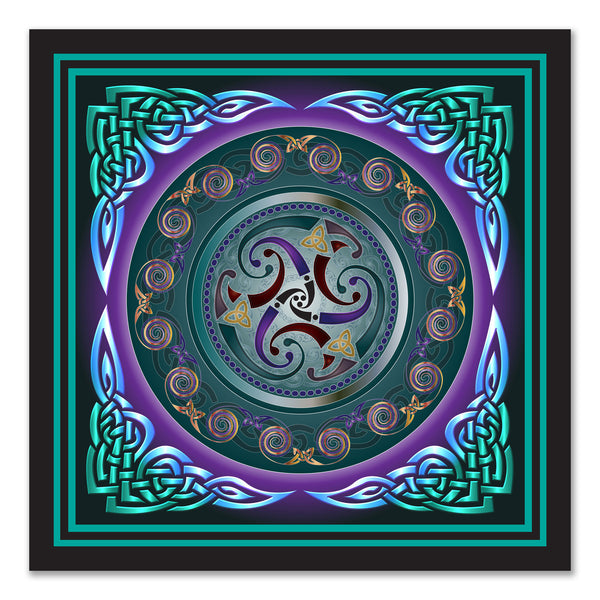 Celtic Triskele, Turquoise on Canvas 16x16in