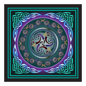 Celtic Triskele, Turquoise on Canvas 12x12in