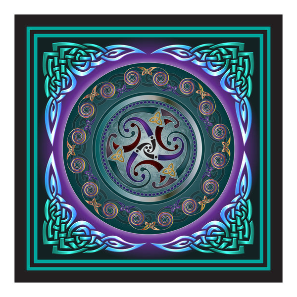 Celtic Triskele, Turquoise on Canvas 16x16in