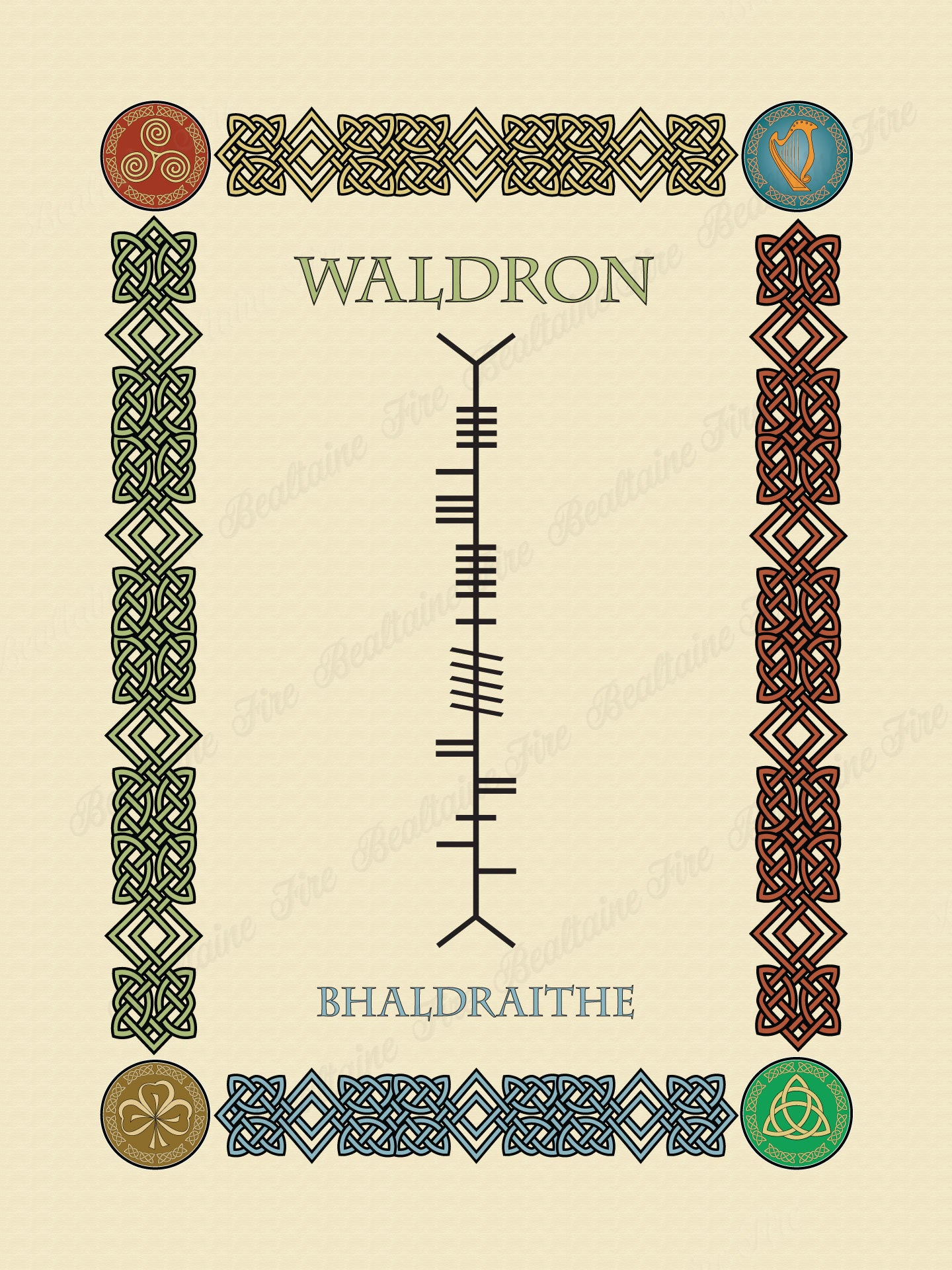 Waldron in Old Irish and Ogham - Premium luster unframed print