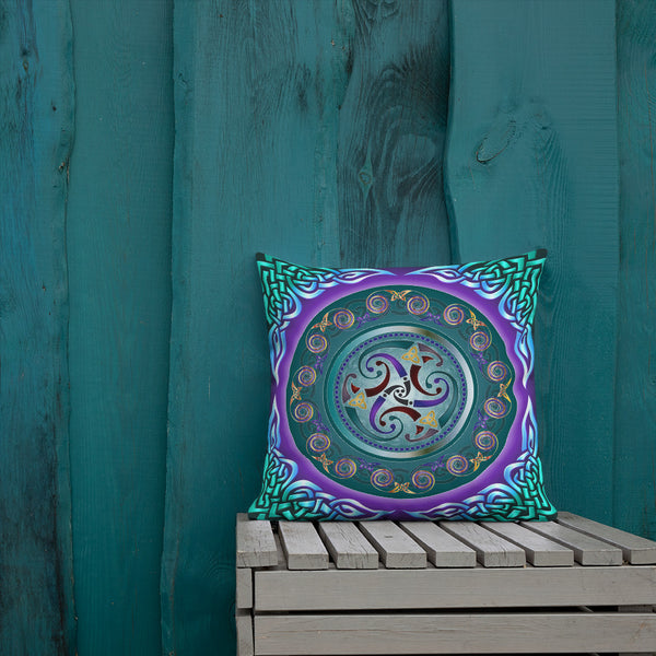 Triskele Throw Pillow - Turquoise