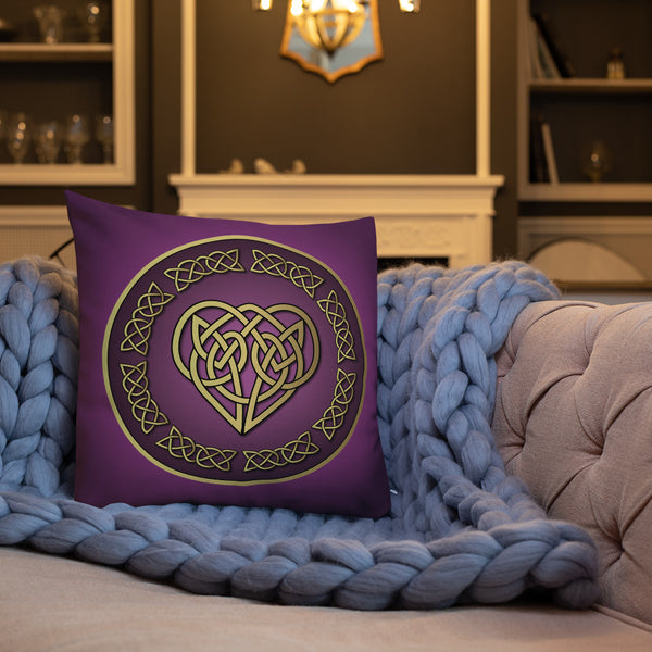 Celtic Heart Throw Pillow - Purple