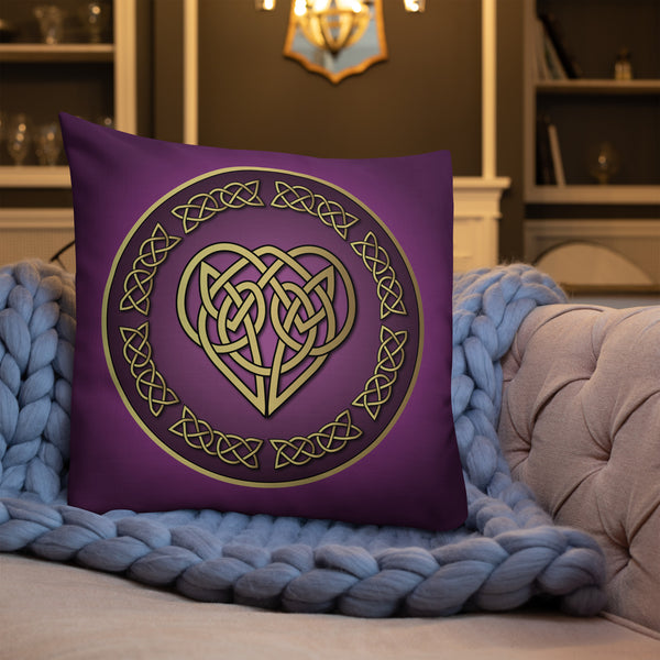 Celtic Heart Throw Pillow - Purple