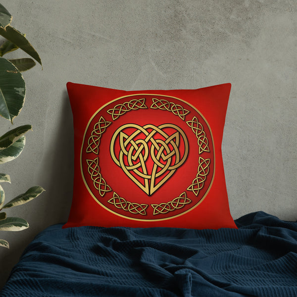 Celtic Heart Throw Pillow - Red