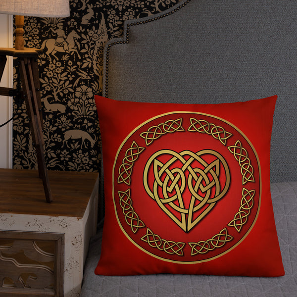 Celtic Heart Throw Pillow - Red