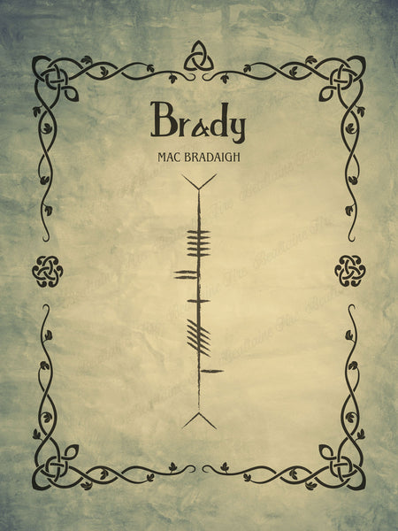 Brady in Ogham premium luster unframed print