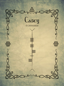 Casey in Ogham - premium luster unframed print