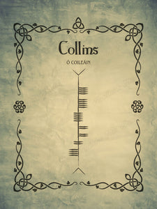 Collins in Ogham - premium luster unframed print