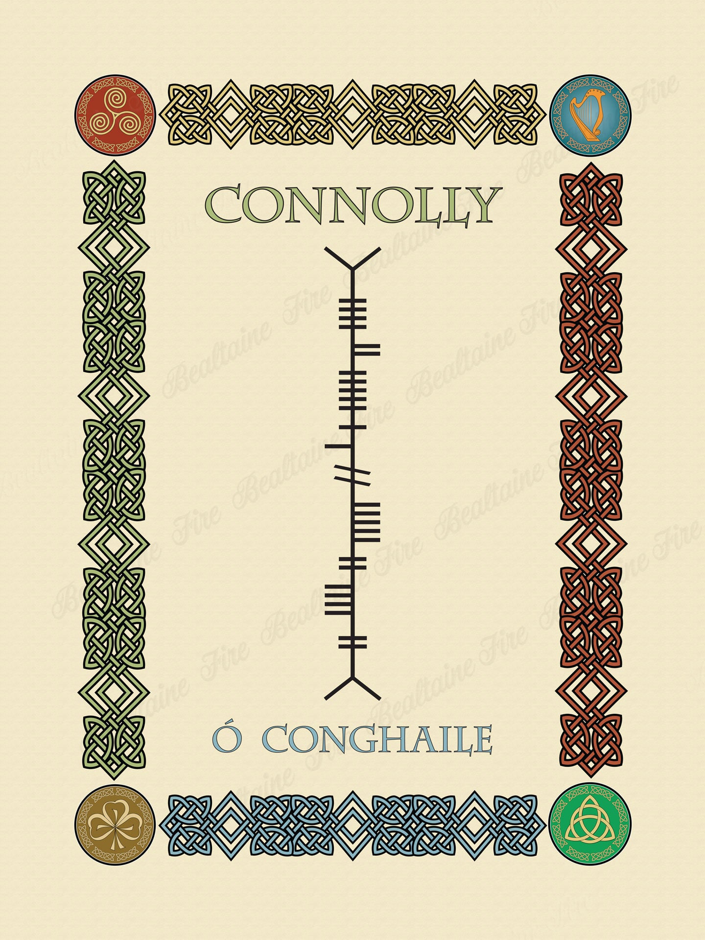 Connolly in Old Irish and Ogham - Premium luster unframed print