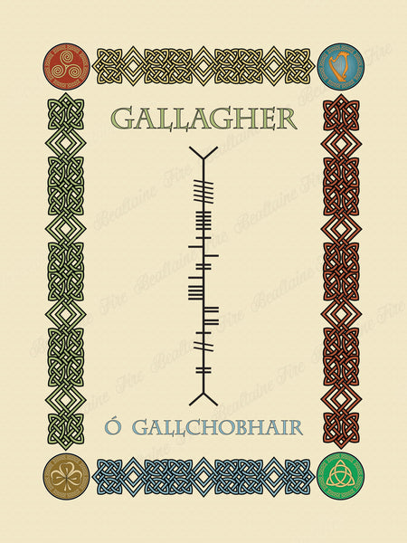 Gallagher in Old Irish and Ogham - Premium luster unframed print