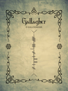 Gallagher in Ogham premium luster unframed print