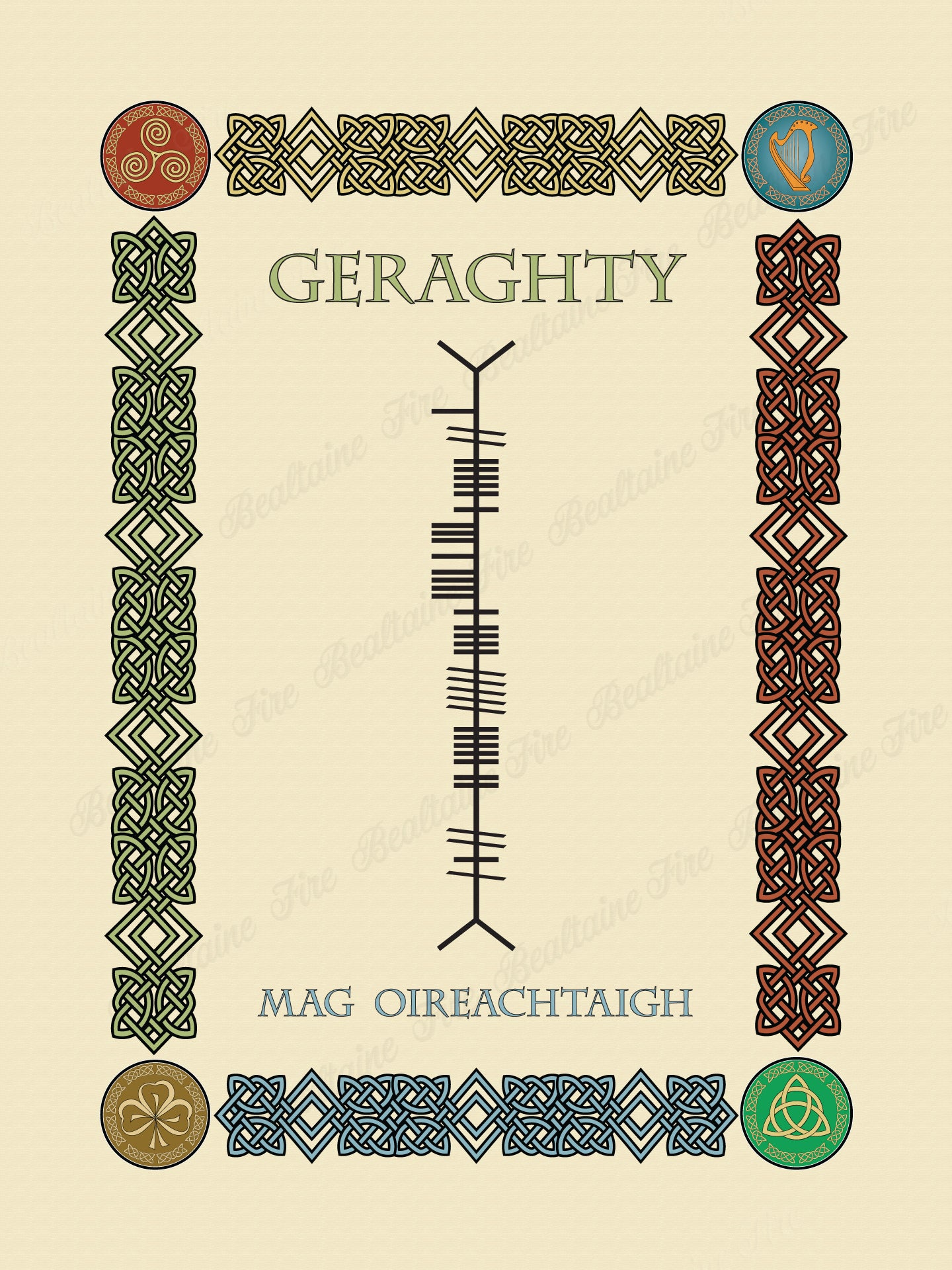 Geraghty in Old Irish and Ogham - Premium luster unframed print