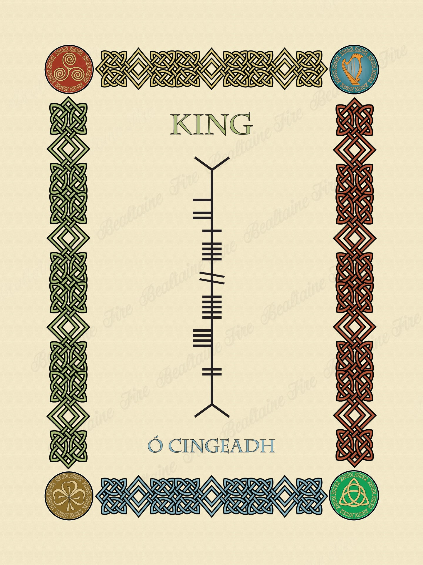 King in Old Irish and Ogham - Premium luster unframed print