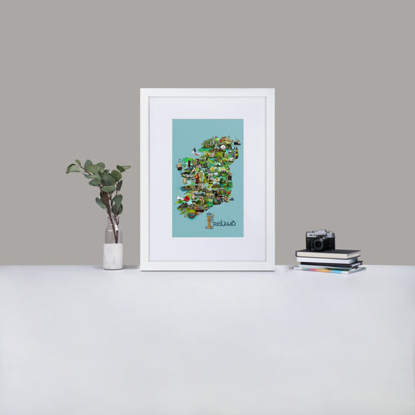 Illustrated Map of Ireland framed print
