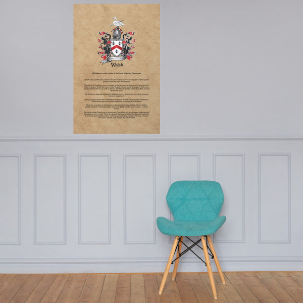 Walsh Coat of Arms Premium Luster Unframed Print