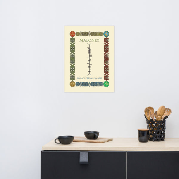 Maloney in Old Irish and Ogham - Premium luster unframed print